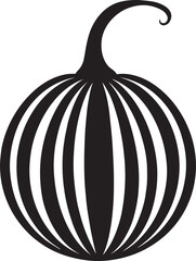 Striped Gourd Silhouette in Black | Autumn Harvest Vegetable Illustration Vector Format