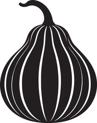 Striped Gourd Silhouette in Black | Autumn Harvest Vegetable Illustration Vector Format