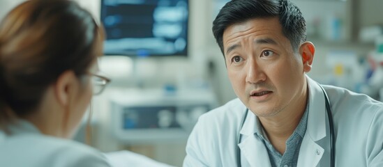 Fototapeta premium Doctor Consulting with Patient in Hospital