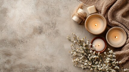 A brown-and-beige spa flat-lay with handwritten affirmations, conveying relaxation and intentionality, ideal for coaching platforms