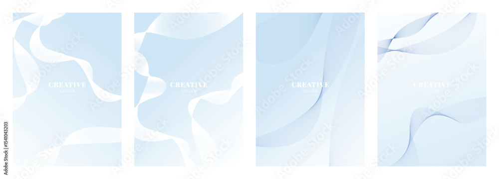 Aufkleber cover design line wave in smooth blue color. vector design element