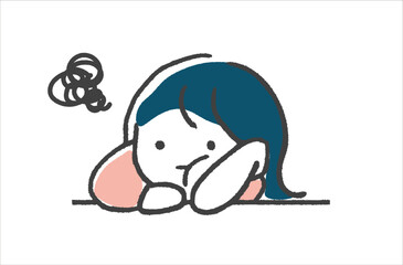 頬杖をついて悩んでいる女性