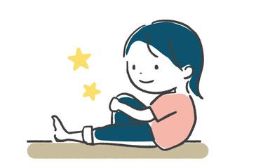 片足を伸ばして座る女性