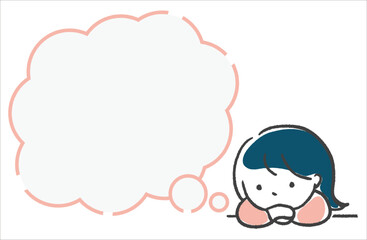 悩んでいる女性　雲吹き出し