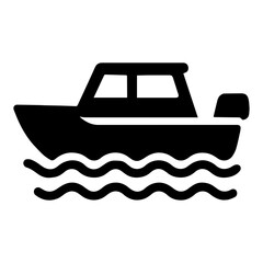 Tender boat icon with transparent background symbolizing small boat transportation and maritime service
