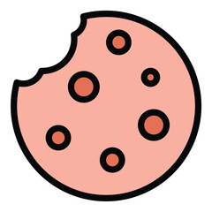 Cookie icon flat line style illustration representing sweet baked snacks, suitable for bakery, dessert, and food-related projects