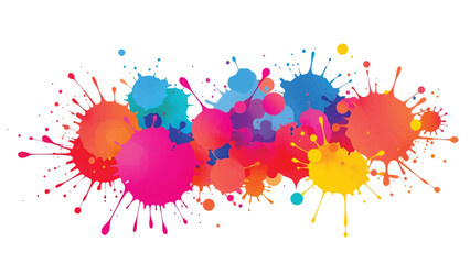 A vibrant, abstract, colorful splatter background with a white background. Multicolor splatter design. Colorful Paint Splashes. 