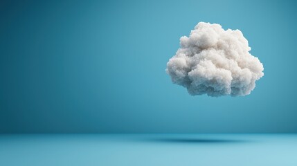 White Fluffy Cloud on Blue Background 3D Render