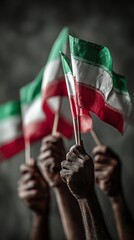 Hands waving flags of iran 