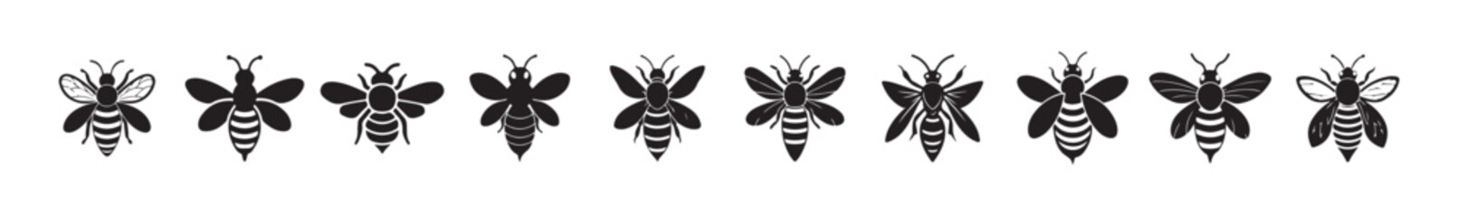 Silhouette honey bee icon,  isolated on a white background. Silhouette icon of a wasp. simple logo of a honeybee. vector illustration eps 10.