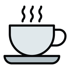 Coffee icon flat line style illustration representing brewed beverages and cafe culture, suitable for food service, hospitality, and lifestyle-related projects