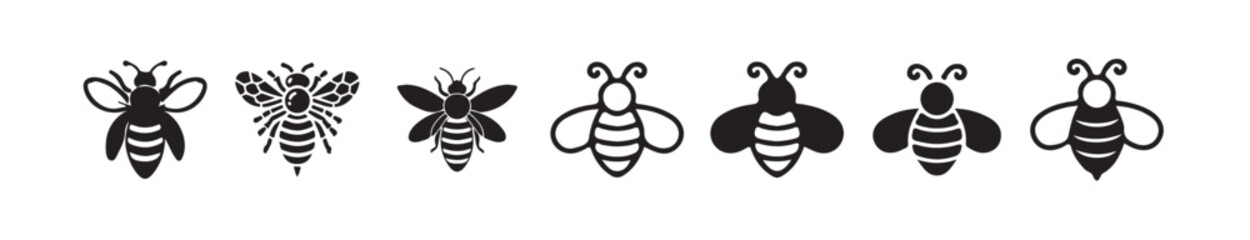 Set of honey bee logo icon line style, Vector illustration  eps 10.