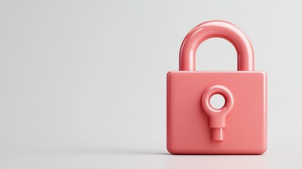 Pink Padlock 3D Render on White Background