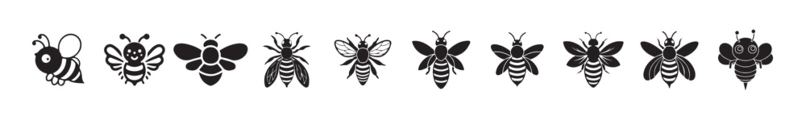 Honey bee silhouette,Bee icon vector art design illustration isolated on a white background, vector illustration eps 10.