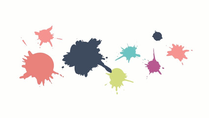 Colorful paint splashes on white background. Colorful, abstract splatter background. Splashes of paint in different colors. Illustration background. 