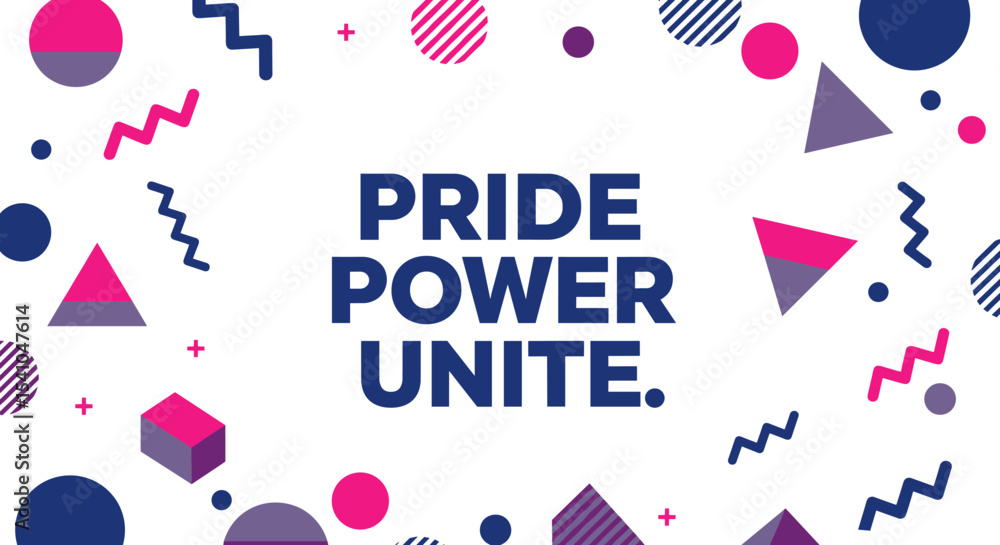 Poster pride power unite. abstract geometric background with colorful shapes. modern design for lgbtq commu