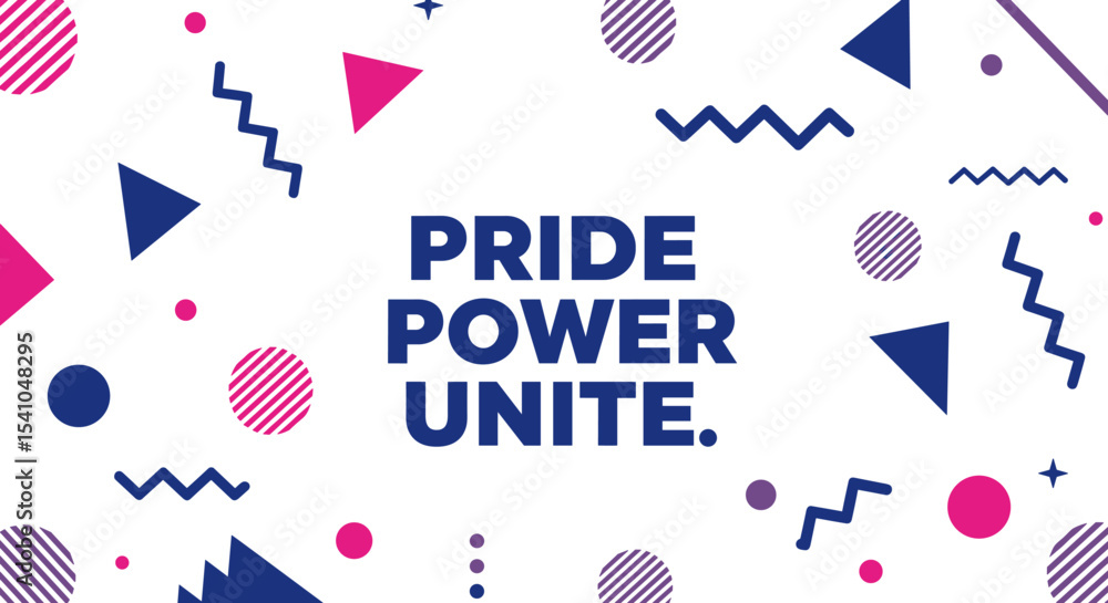 Poster pride power unite. abstract geometric background with colorful shapes. modern design for celebration