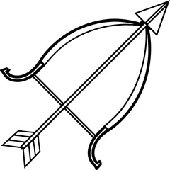 A simple black and white illustration of a bow and arrow representing archery and targeting concepts