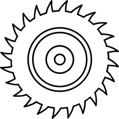A black and white illustration depicting a circular saw blade designed for woodworking carpentry construction and diy projects