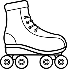 Black and white outline of a vintage roller skate ready for skating activities recreation and leisure fun