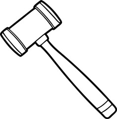 Courtroom hammer outline illustration symbolizing justice law and order legal proceedings justice system legal concepts decision making