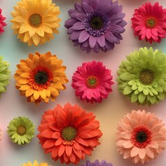 Vibrant Gerbera Daisy Array A Colorful Floral Tapestry with Textured Petals