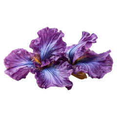 Iris cascade in minimal movement concept. Vibrant purple iris flowers in full bloom, showcasing stunning petals.