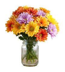 Vibrant flower bouquet arrangement indoor setting bright colors floral beauty cut out png