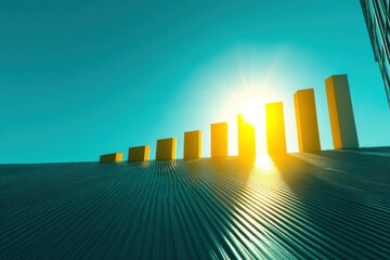 Fototapeta premium Rising graph on a rooftop