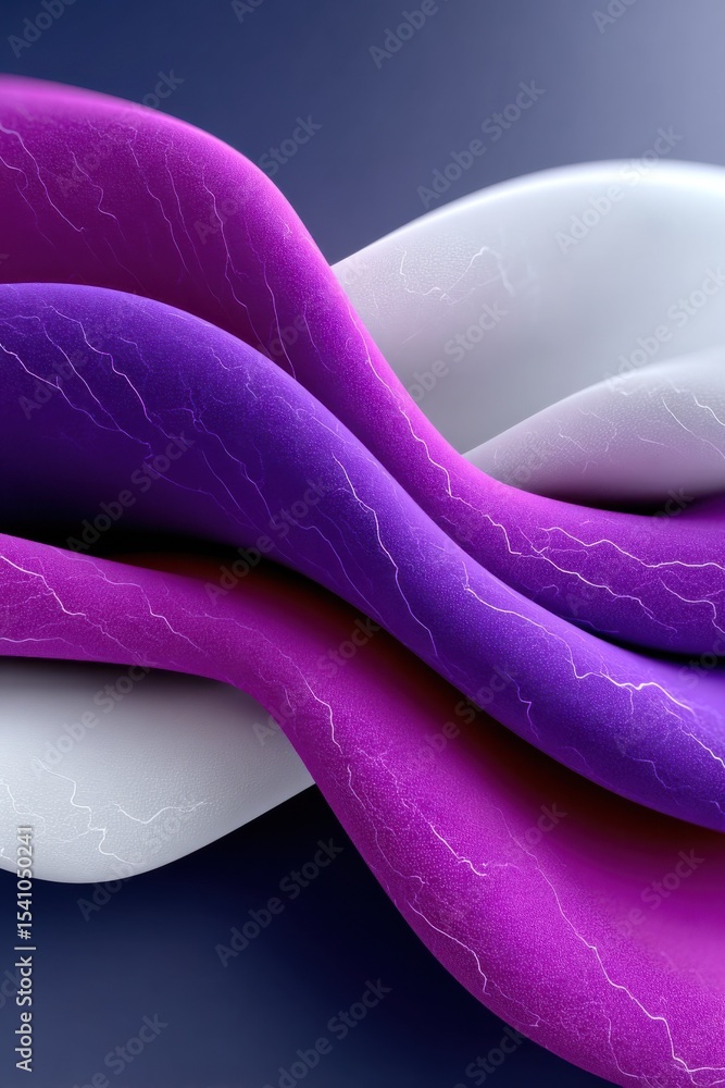 Poster abstract purple and white fabric waves with subtle texture, representing modern innovation and desig