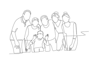 Family reunions concept one-line drawing