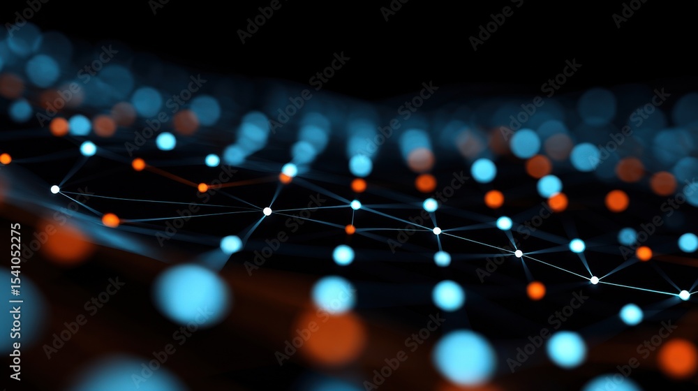 Aufkleber Abstract Network of Interconnected Nodes, Representing Data Science and Digital Transformation in a Modern Technology Landscape : Generative AI
