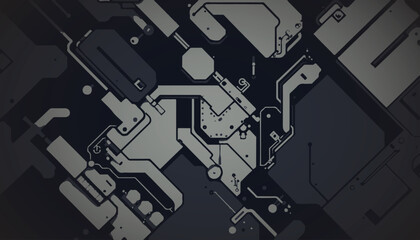 abstract technology background vector, wallpaper futuristc grunge grayscale