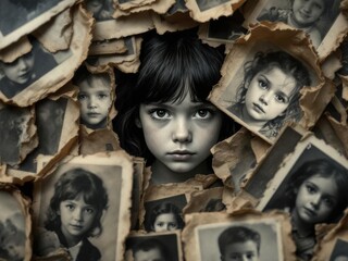 International Missing Children's Day poster illustration and background, to commemorate this sad day when beloved children disappeared