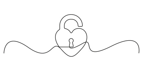 Obraz premium Padlock continuous one line drawing and minimalist design vector illustration