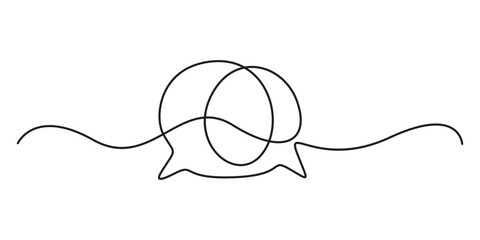 Obraz premium Speech bubble continuous one line icon, Continuous single line drawing of speech bubble icon. Talk text box, feedback message box and comment vector, Speech bubbles, pro vector