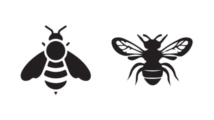 Bee silhouette icon, black on a white isolated background. vector  illustration eps 10.