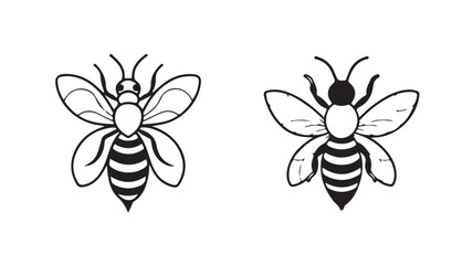  Bee silhouette icon, black on a white isolated background. vector  illustration eps 10.