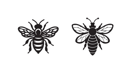  Bee silhouette icon, black on a white isolated background. vector  illustration eps 10.