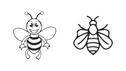 Honey bee black silhouette set, vector illustration eps 10.