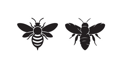  bee icon, silhouette, simple  honey bee silhouette white background, vector illustration eps 10.