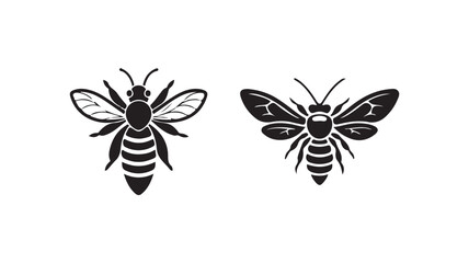 black  bee silhouette icon. Bee icons. Vector illustration eps 10