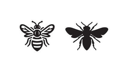 black  bee silhouette icon. Bee icons. Vector illustration eps 10