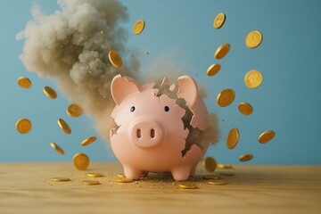 Financial Crisis Broken Piggy Bank