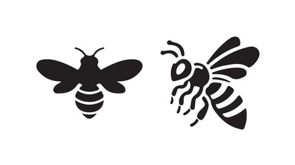 Bee icon vector on the white background. Flying honey bee icon symbol in line, flat.Vector illustration eps 10.
