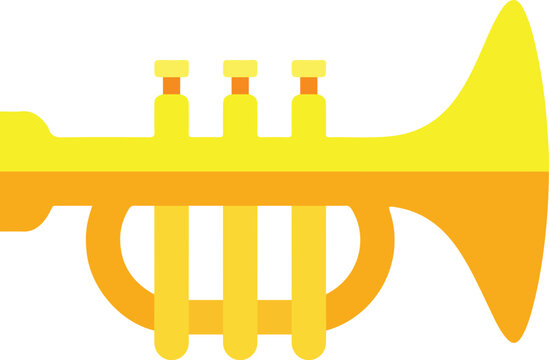 Bright golden trumpet musical instrument abstract graphic element isolated vector
