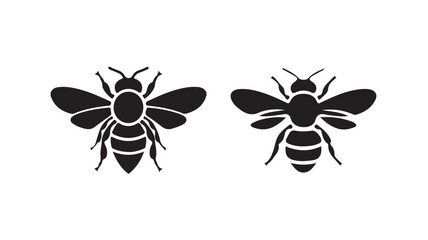 Bee icon vector on the white background. Flying honey bee icon symbol in line, flat.Vector illustration eps 10.