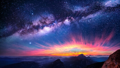 Fototapeta premium colorful cosmic landscape with stars bright colors and twinkling stars create a stunning cosmic landscape in the vastness of space at night