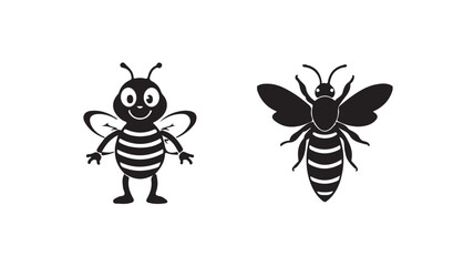 Bee icon. Symbol silhouette of a honey bee sign. Vector illustration eps 10.