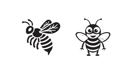 Bee icon. Symbol silhouette of a honey bee sign. Vector illustration eps 10.